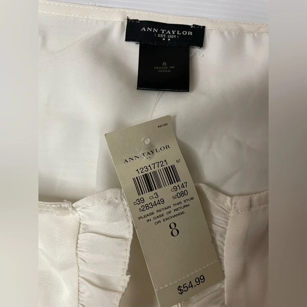 Ann Taylor Satin & Lace Cream Ivory Tank Blouse Size 8 Medium